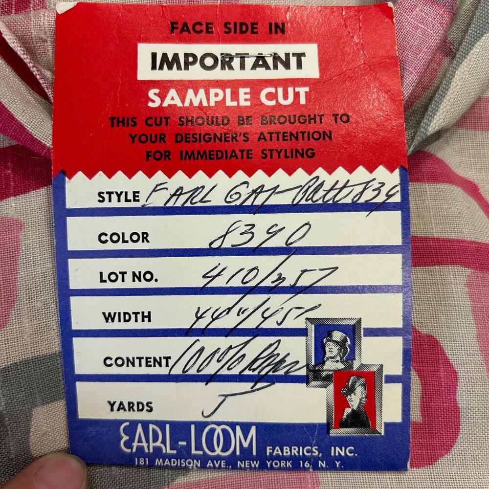 Vintage Earl Loom Geometric Pattern Rayon Fabric 45" W x 2 Yards 33" L - Picture 6 of 6